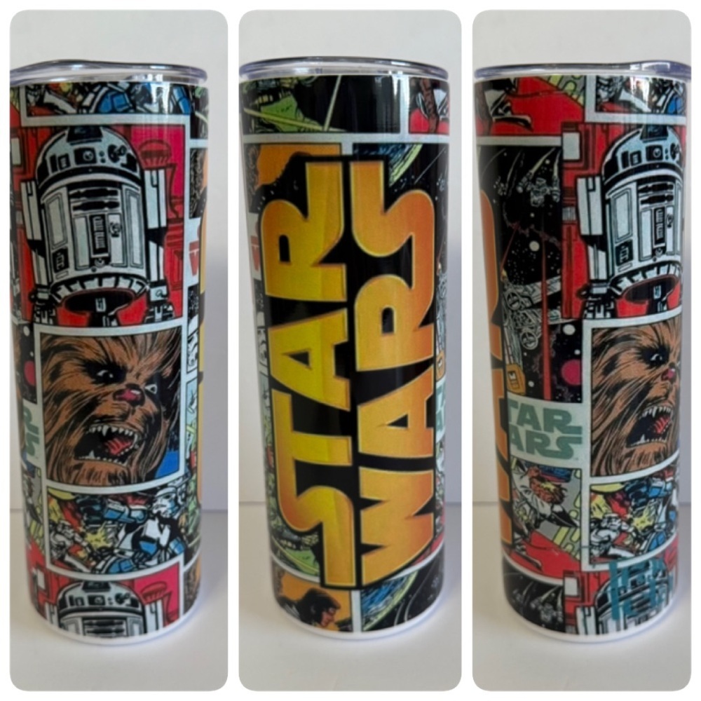 Star Wars Comic Book Wrap Tumbler 20oz Skinny R2-D2 Chewbacca